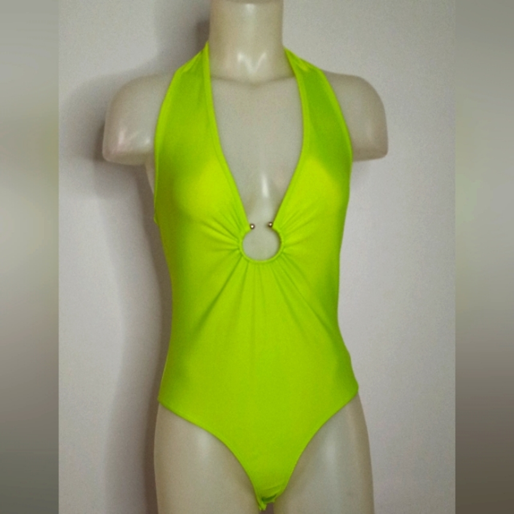 Love J neon green bathing suit